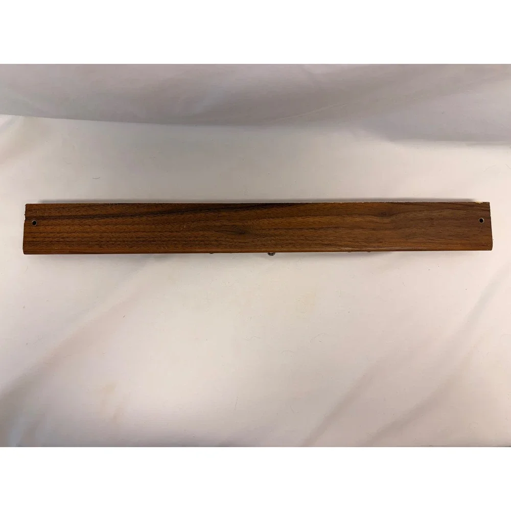 Vintage Walnut Wood Brass Tie Rack Wall Mount Closet Organizer 24 Hook 18 Inch